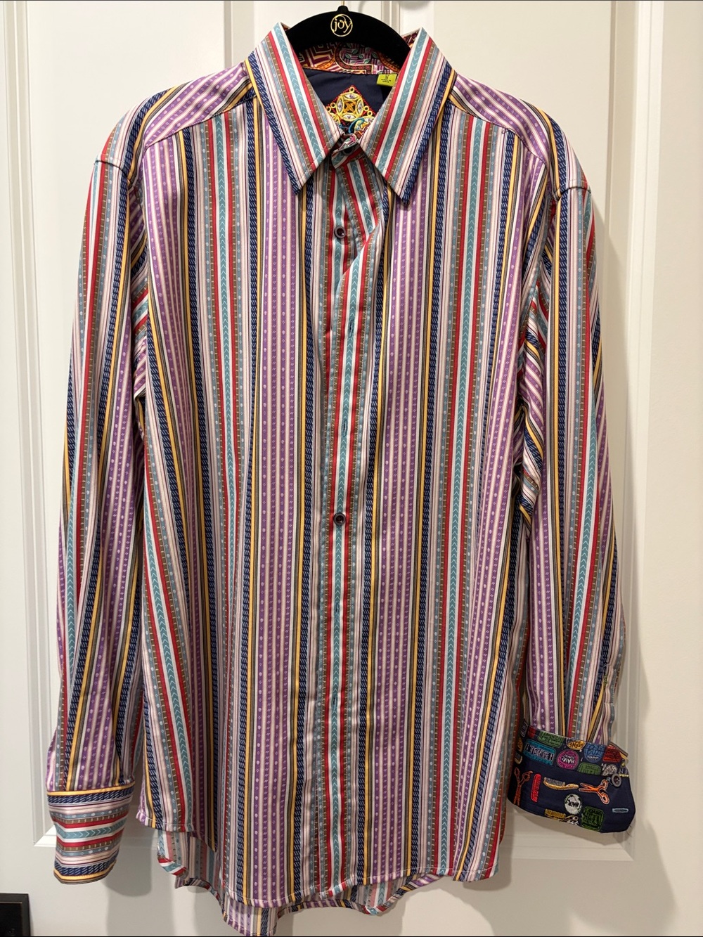 Robert Graham Striped Dress Shirt in Purple, Red & Blue Accents